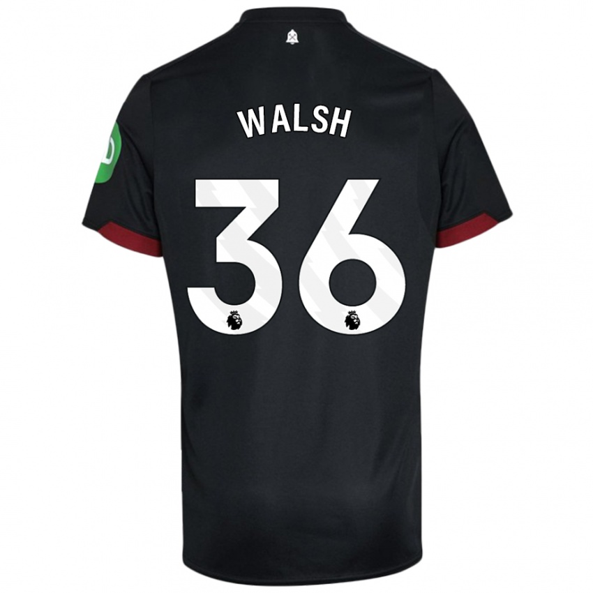 Niño Camiseta Soraya Walsh #36 Negro Blanco 2ª Equipación 2024/25 La Camisa Perú