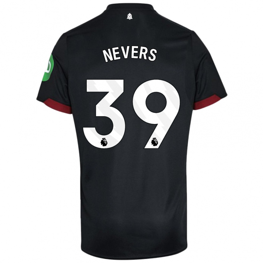 Niño Camiseta Thierry Nevers #39 Negro Blanco 2ª Equipación 2024/25 La Camisa Perú