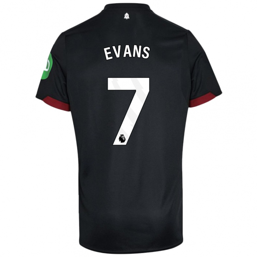 Niño Camiseta Lisa Evans #7 Negro Blanco 2ª Equipación 2024/25 La Camisa Perú