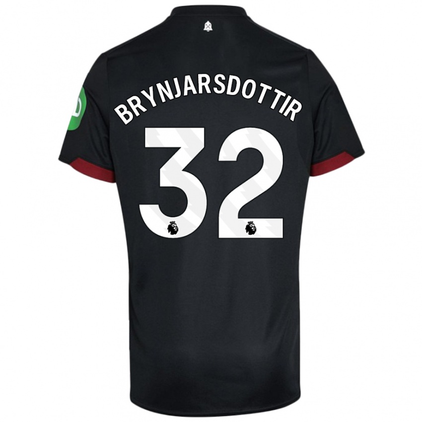 Niño Camiseta Dagný Brynjarsdottir #32 Negro Blanco 2ª Equipación 2024/25 La Camisa Perú