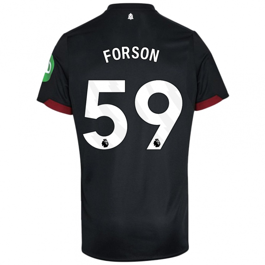 Niño Camiseta Keenan Forson #59 Negro Blanco 2ª Equipación 2024/25 La Camisa Perú