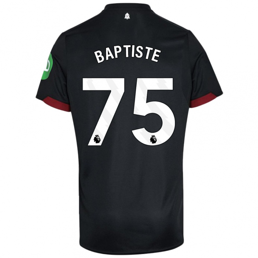 Niño Camiseta Jamal Baptiste #75 Negro Blanco 2ª Equipación 2024/25 La Camisa Perú