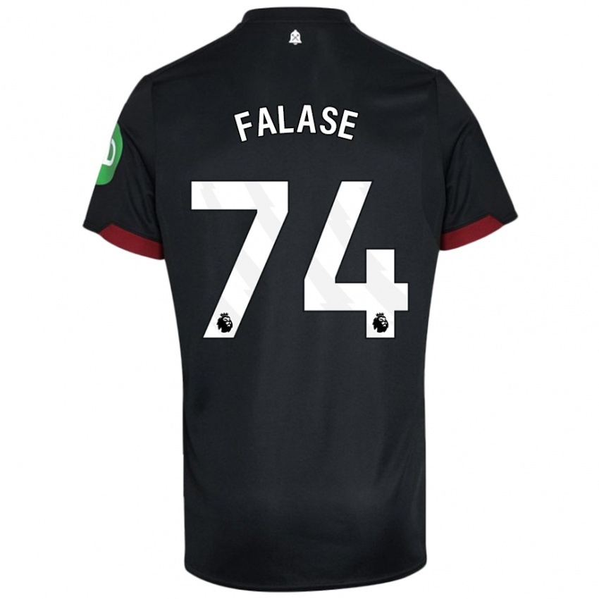 Niño Camiseta Asher Falase #74 Negro Blanco 2ª Equipación 2024/25 La Camisa Perú