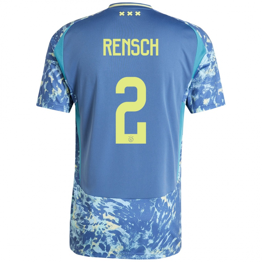 Niño Camiseta Devyne Rensch #2 Gris Azul Amarillo 2ª Equipación 2024/25 La Camisa Perú