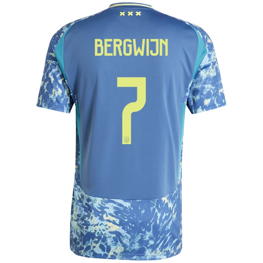 Niño Camiseta Steven Bergwijn #7 Gris Azul Amarillo 2ª Equipación 2024/25 La Camisa Perú