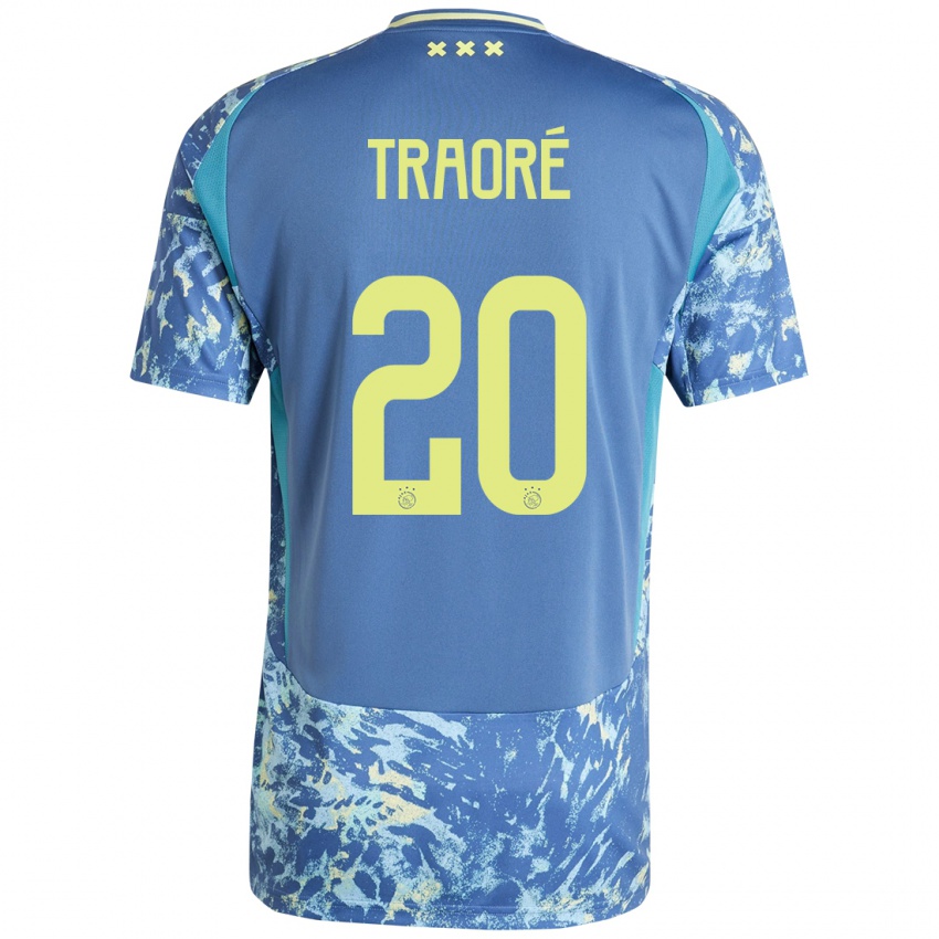 Niño Camiseta Bertrand Traoré #20 Gris Azul Amarillo 2ª Equipación 2024/25 La Camisa Perú