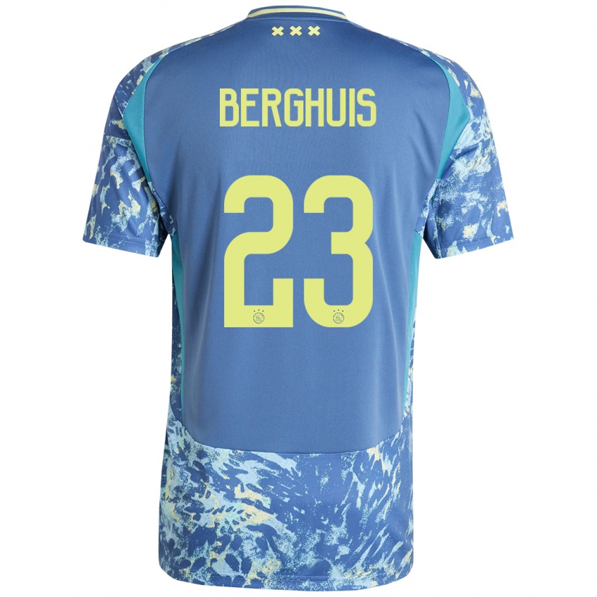 Niño Camiseta Steven Berghuis #23 Gris Azul Amarillo 2ª Equipación 2024/25 La Camisa Perú