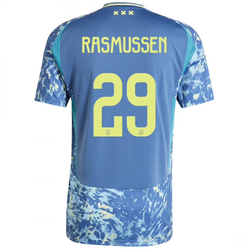 Niño Camiseta Christian Rasmussen #29 Gris Azul Amarillo 2ª Equipación 2024/25 La Camisa Perú