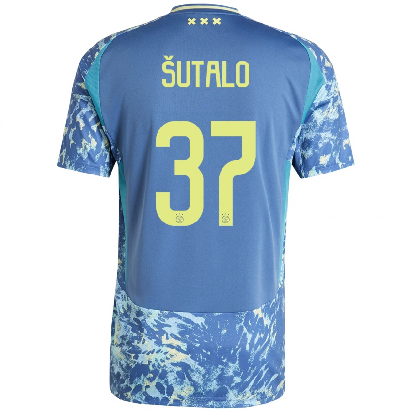 Niño Camiseta Josip Sutalo #37 Gris Azul Amarillo 2ª Equipación 2024/25 La Camisa Perú