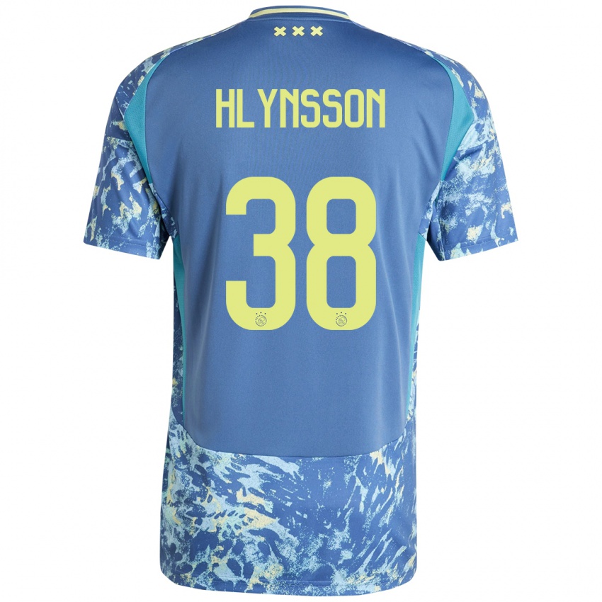 Niño Camiseta Kristian Hlynsson #38 Gris Azul Amarillo 2ª Equipación 2024/25 La Camisa Perú