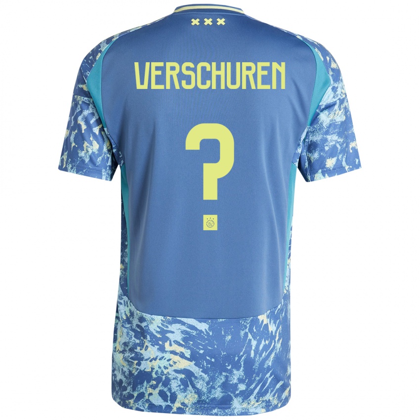 Niño Camiseta Nick Verschuren #0 Gris Azul Amarillo 2ª Equipación 2024/25 La Camisa Perú