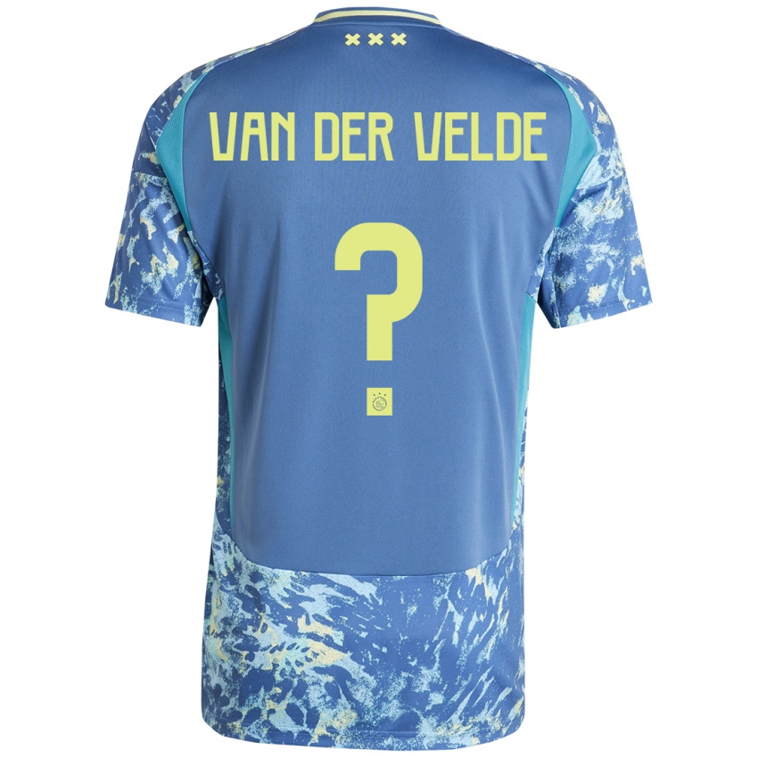 Niño Camiseta Valentijn Van Der Velde #0 Gris Azul Amarillo 2ª Equipación 2024/25 La Camisa Perú