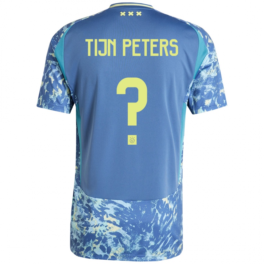 Niño Camiseta Tijn Peters #0 Gris Azul Amarillo 2ª Equipación 2024/25 La Camisa Perú