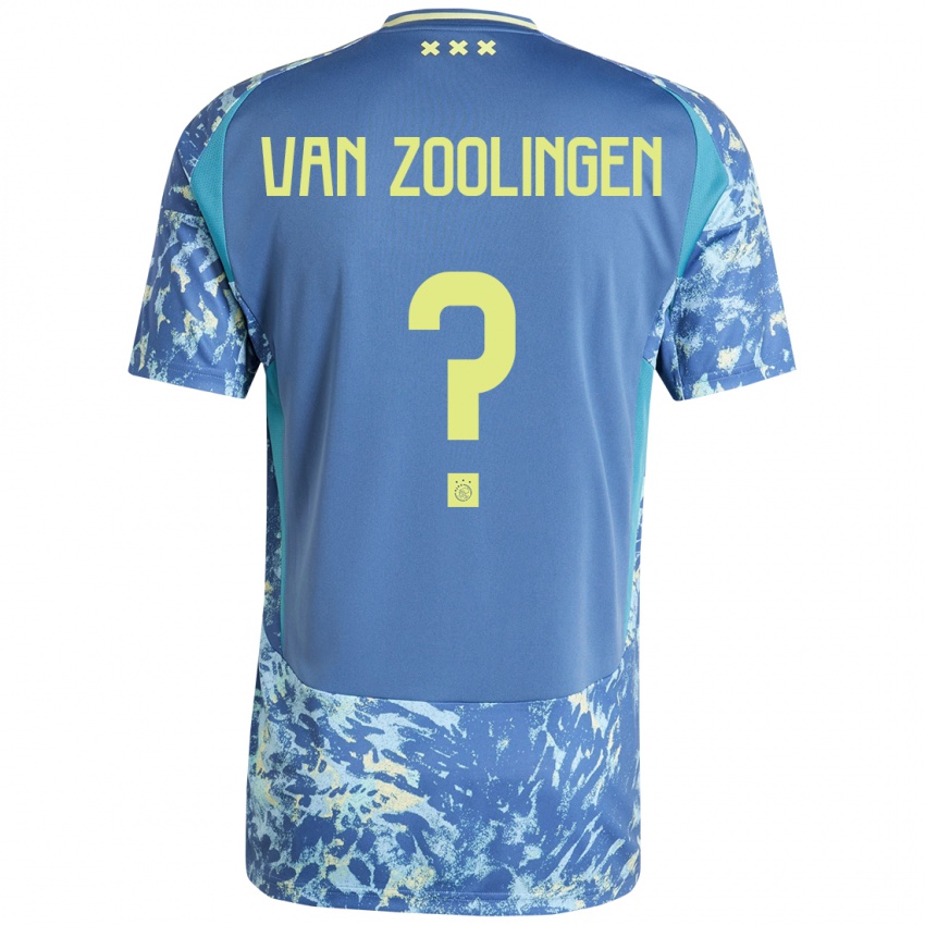 Niño Camiseta Glenn Van Zoolingen #0 Gris Azul Amarillo 2ª Equipación 2024/25 La Camisa Perú