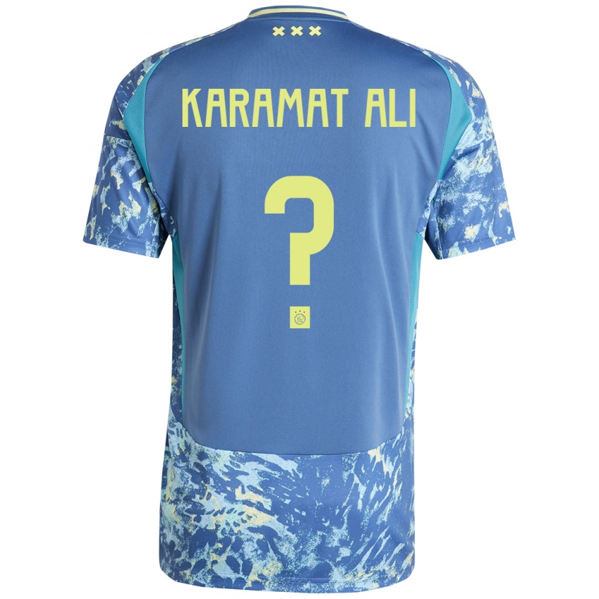 Niño Camiseta Yaïr Karamat Ali #0 Gris Azul Amarillo 2ª Equipación 2024/25 La Camisa Perú