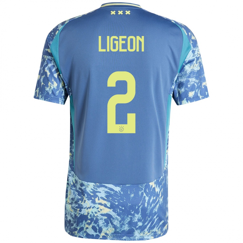 Niño Camiseta Ruben Ligeon #2 Gris Azul Amarillo 2ª Equipación 2024/25 La Camisa Perú