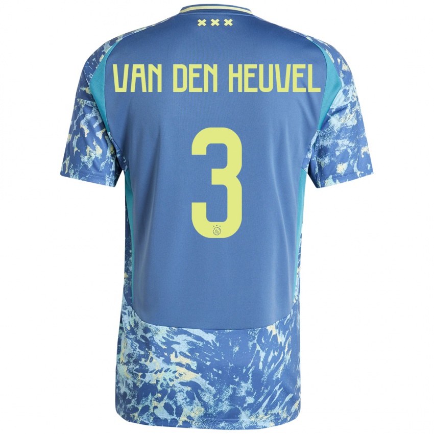 Niño Camiseta Nino Van Den Heuvel #3 Gris Azul Amarillo 2ª Equipación 2024/25 La Camisa Perú