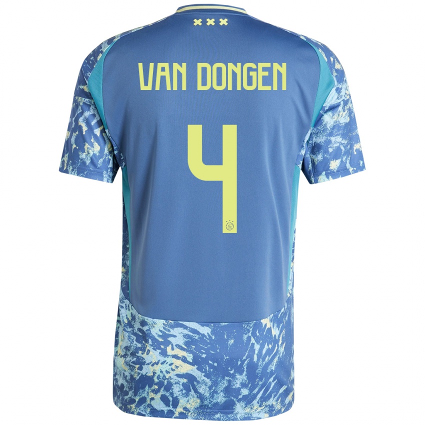 Niño Camiseta Bram Van Dongen #4 Gris Azul Amarillo 2ª Equipación 2024/25 La Camisa Perú