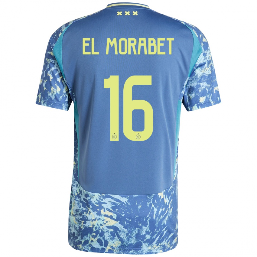 Niño Camiseta Younes El Morabet #16 Gris Azul Amarillo 2ª Equipación 2024/25 La Camisa Perú