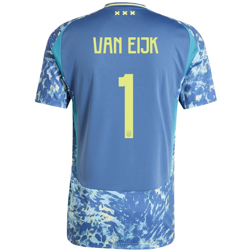 Niño Camiseta Regina Van Eijk #1 Gris Azul Amarillo 2ª Equipación 2024/25 La Camisa Perú