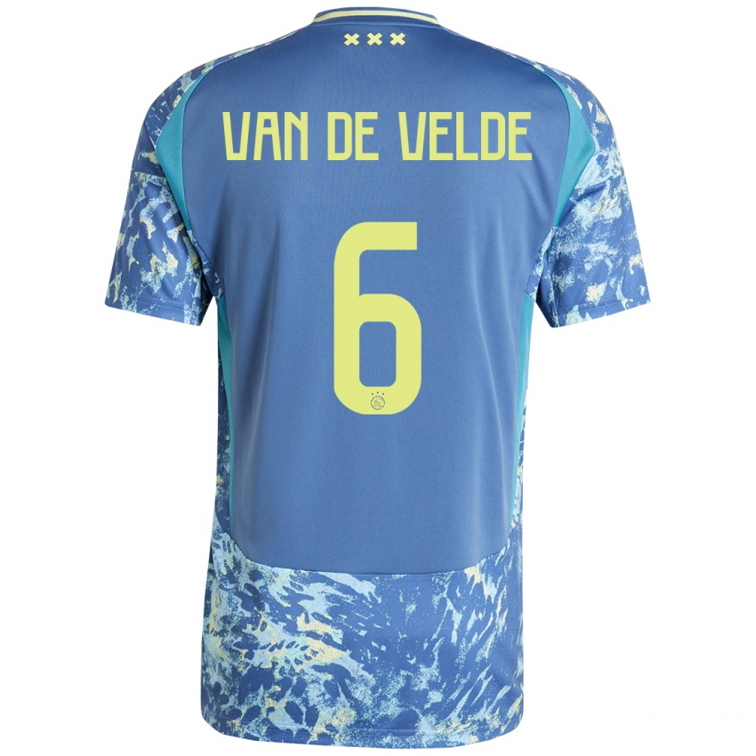 Niño Camiseta Jonna Van De Velde #6 Gris Azul Amarillo 2ª Equipación 2024/25 La Camisa Perú