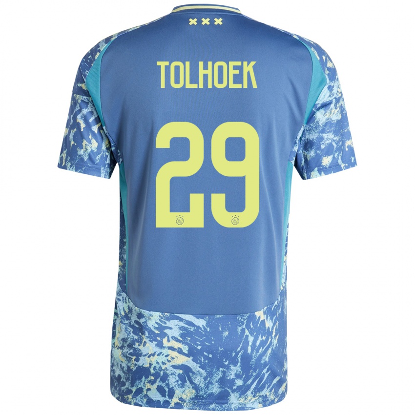 Niño Camiseta Danique Tolhoek #29 Gris Azul Amarillo 2ª Equipación 2024/25 La Camisa Perú