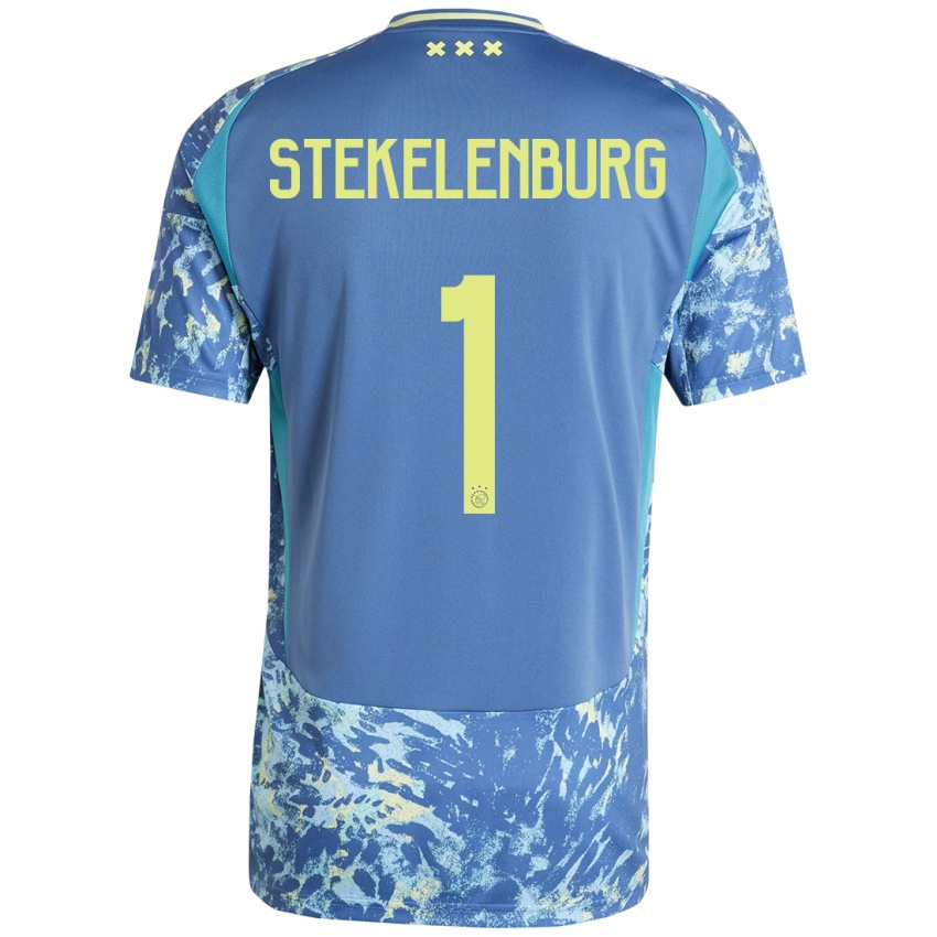 Niño Camiseta Maarten Stekelenburg #1 Gris Azul Amarillo 2ª Equipación 2024/25 La Camisa Perú