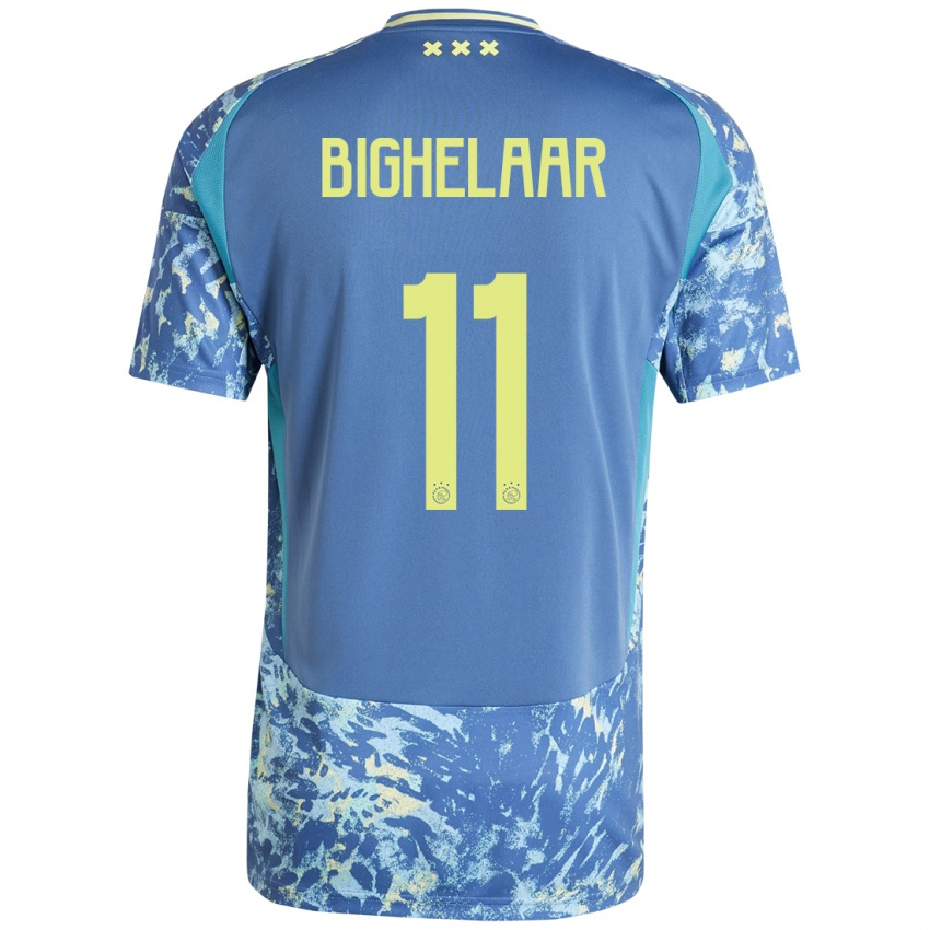 Niño Camiseta Marjolijn Van Den Bighelaar #11 Gris Azul Amarillo 2ª Equipación 2024/25 La Camisa Perú