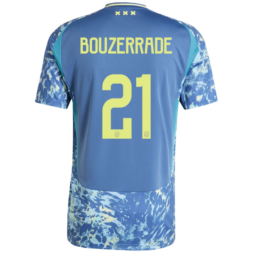 Niño Camiseta Zaina Bouzerrade #21 Gris Azul Amarillo 2ª Equipación 2024/25 La Camisa Perú