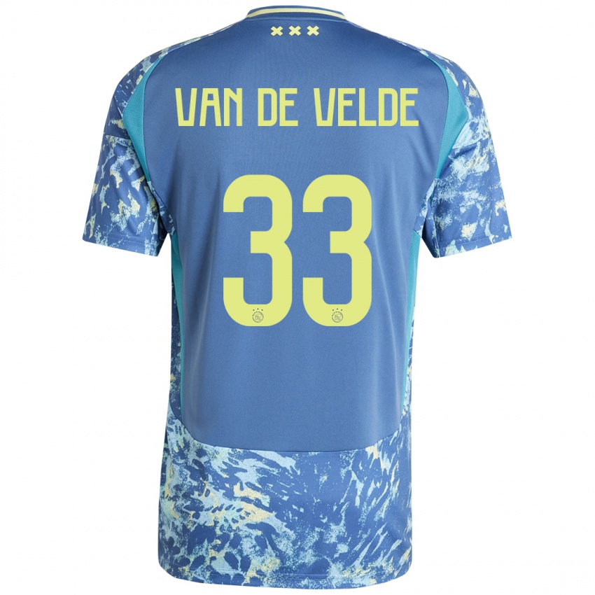 Niño Camiseta Jonna Van De Velde #33 Gris Azul Amarillo 2ª Equipación 2024/25 La Camisa Perú