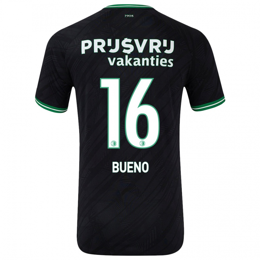 Niño Camiseta Hugo Bueno #16 Negro Verde 2ª Equipación 2024/25 La Camisa Perú