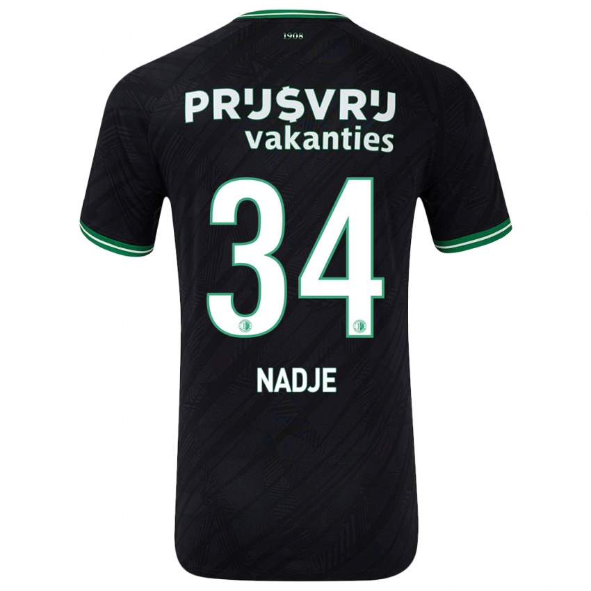 Niño Camiseta Chris-Kévin Nadje #34 Negro Verde 2ª Equipación 2024/25 La Camisa Perú