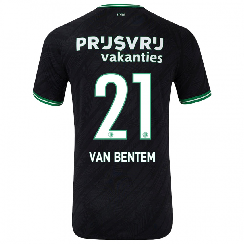 Niño Camiseta Tess Van Bentem #21 Negro Verde 2ª Equipación 2024/25 La Camisa Perú