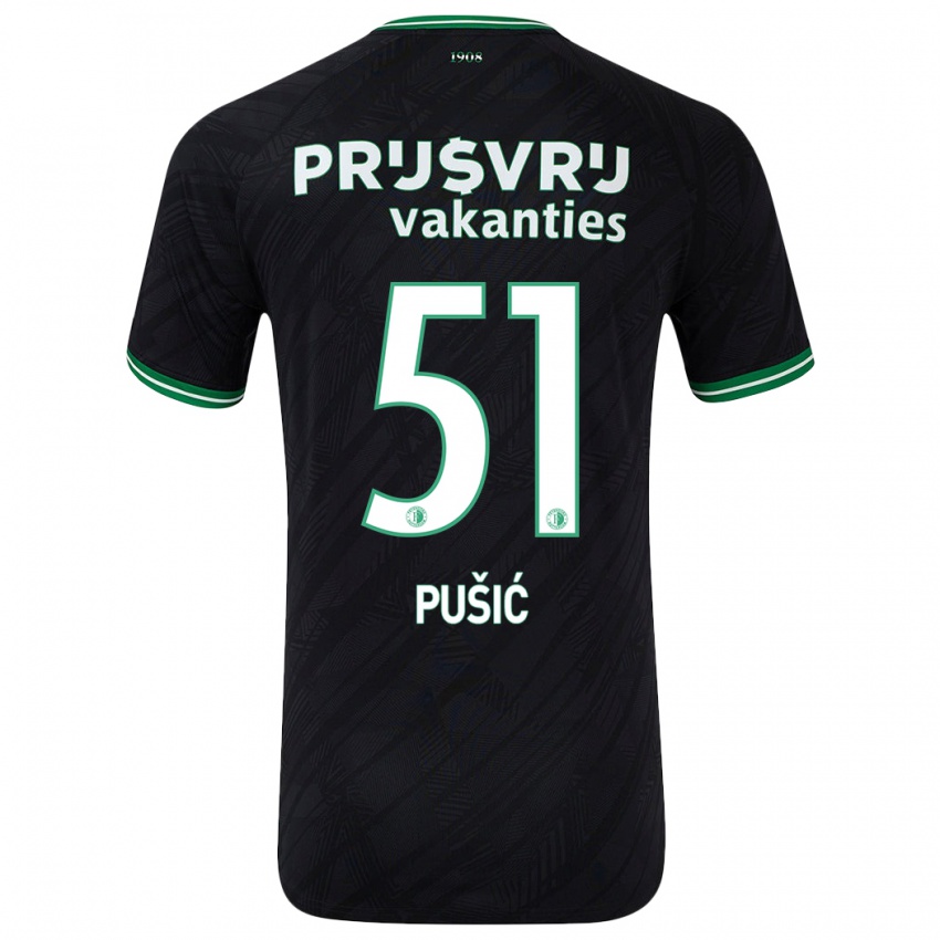 Niño Camiseta Noah Pušić #51 Negro Verde 2ª Equipación 2024/25 La Camisa Perú