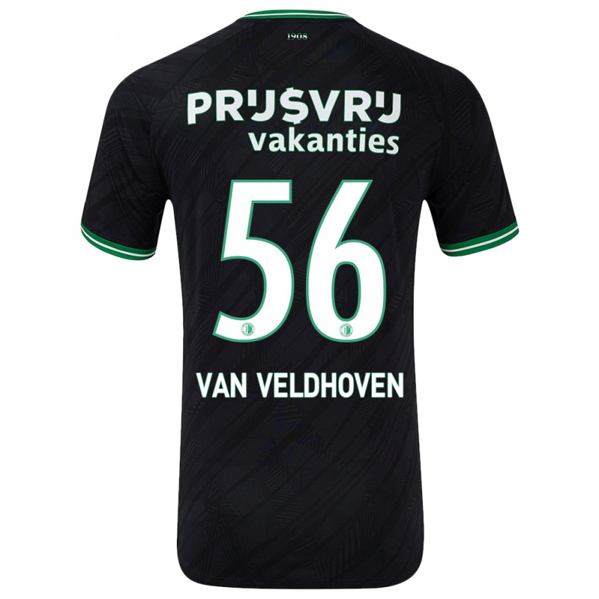 Niño Camiseta Kars Van Veldhoven #56 Negro Verde 2ª Equipación 2024/25 La Camisa Perú