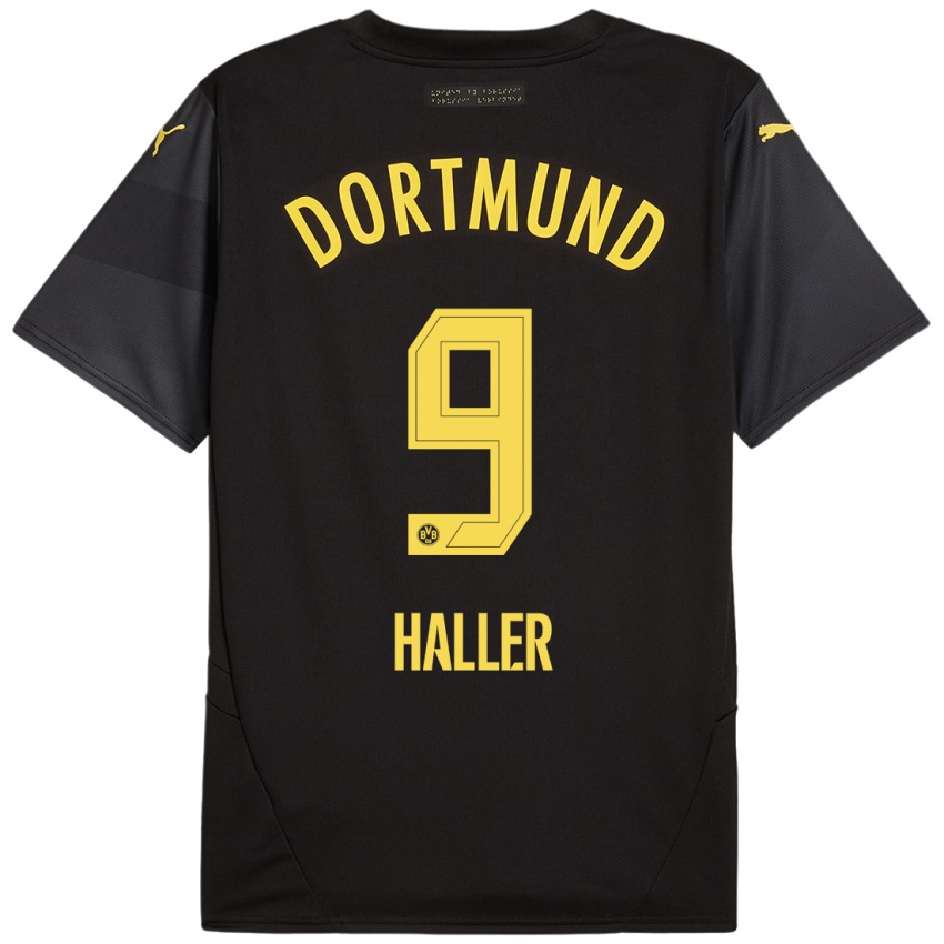 Niño Camiseta Sebastien Haller #9 Negro Amarillo 2ª Equipación 2024/25 La Camisa Perú