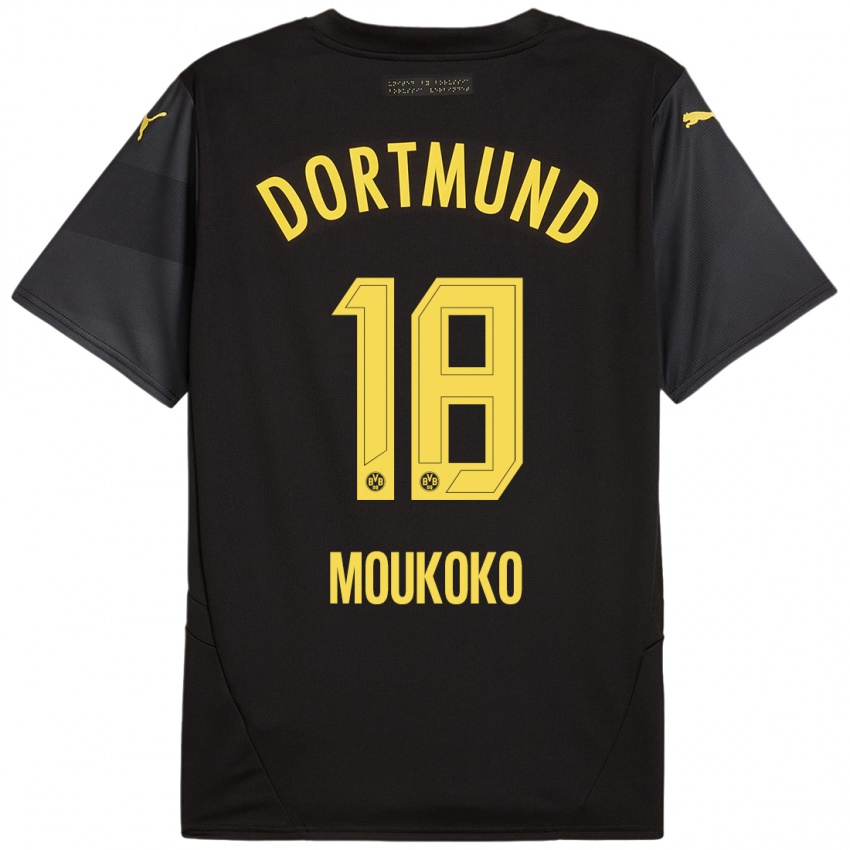 Niño Camiseta Youssoufa Moukoko #18 Negro Amarillo 2ª Equipación 2024/25 La Camisa Perú