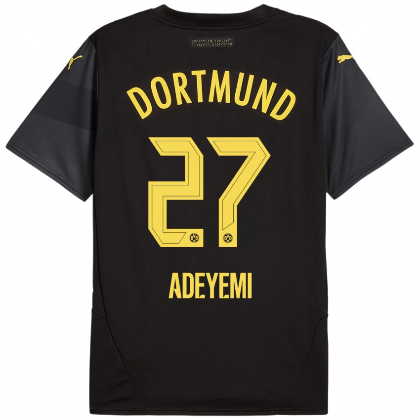 Niño Camiseta Karim Adeyemi #27 Negro Amarillo 2ª Equipación 2024/25 La Camisa Perú