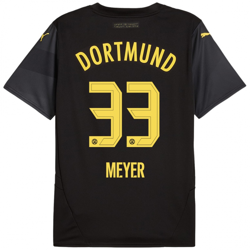 Niño Camiseta Alexander Meyer #33 Negro Amarillo 2ª Equipación 2024/25 La Camisa Perú