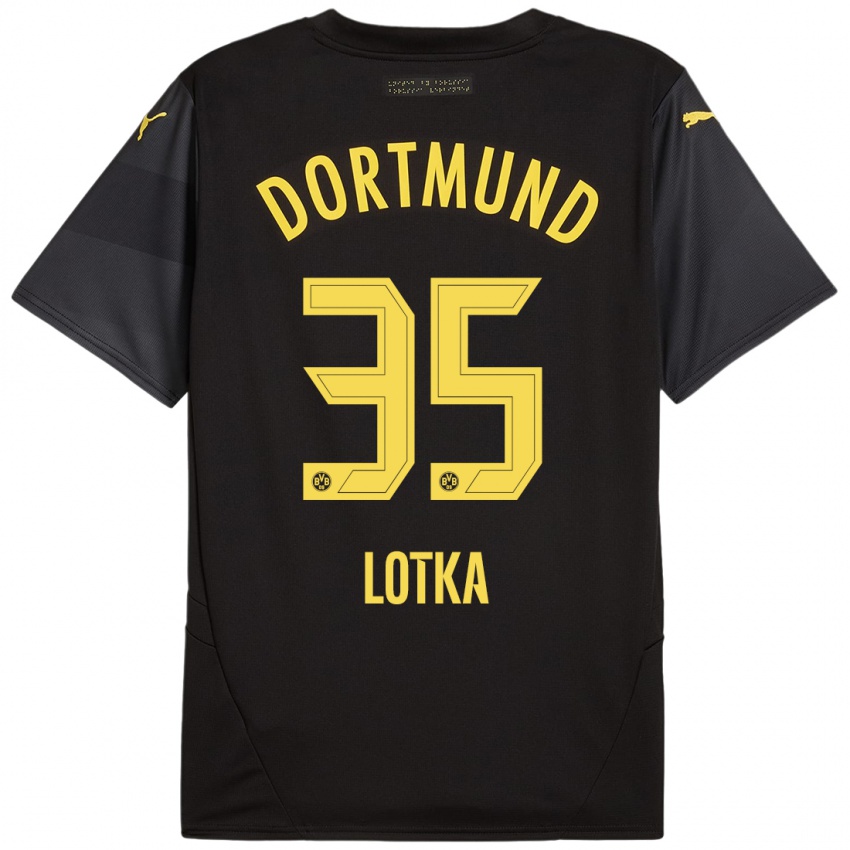 Niño Camiseta Marcel Lotka #35 Negro Amarillo 2ª Equipación 2024/25 La Camisa Perú