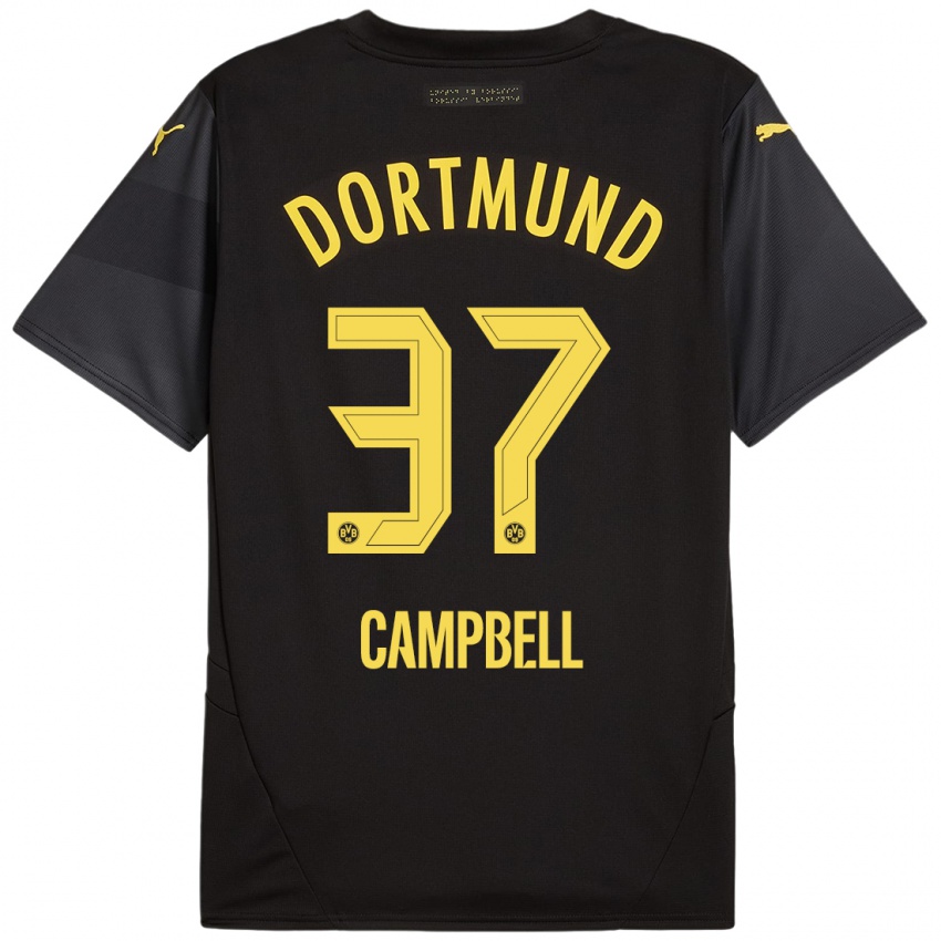 Niño Camiseta Cole Campbell #37 Negro Amarillo 2ª Equipación 2024/25 La Camisa Perú