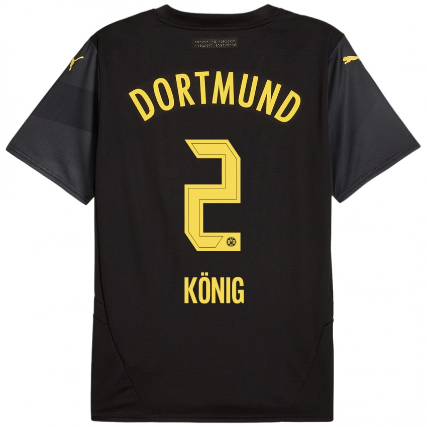 Niño Camiseta Niklas König #2 Negro Amarillo 2ª Equipación 2024/25 La Camisa Perú