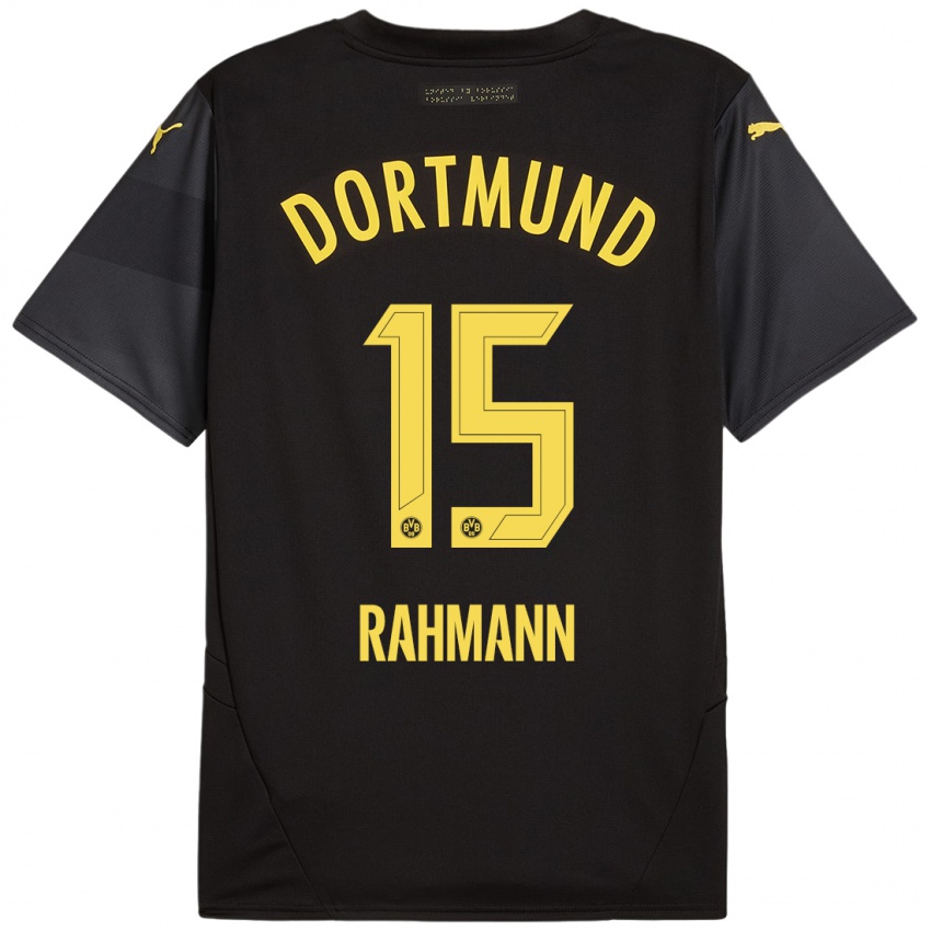 Niño Camiseta Luke Rahmann #15 Negro Amarillo 2ª Equipación 2024/25 La Camisa Perú