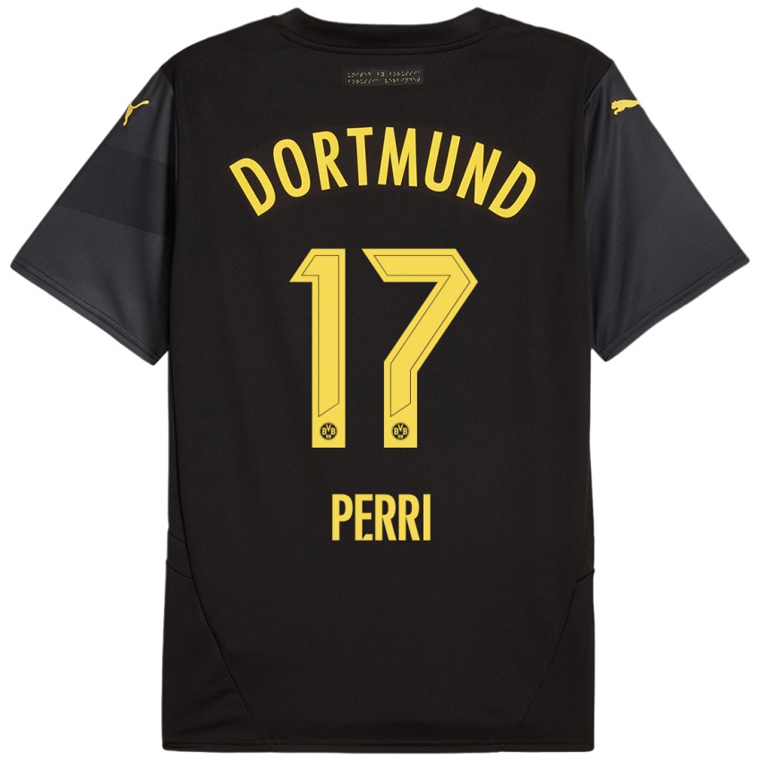 Niño Camiseta Luca Perri #17 Negro Amarillo 2ª Equipación 2024/25 La Camisa Perú