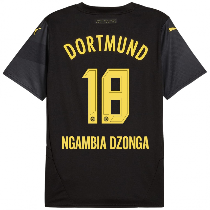 Niño Camiseta Diego Ngambia Dzonga #18 Negro Amarillo 2ª Equipación 2024/25 La Camisa Perú