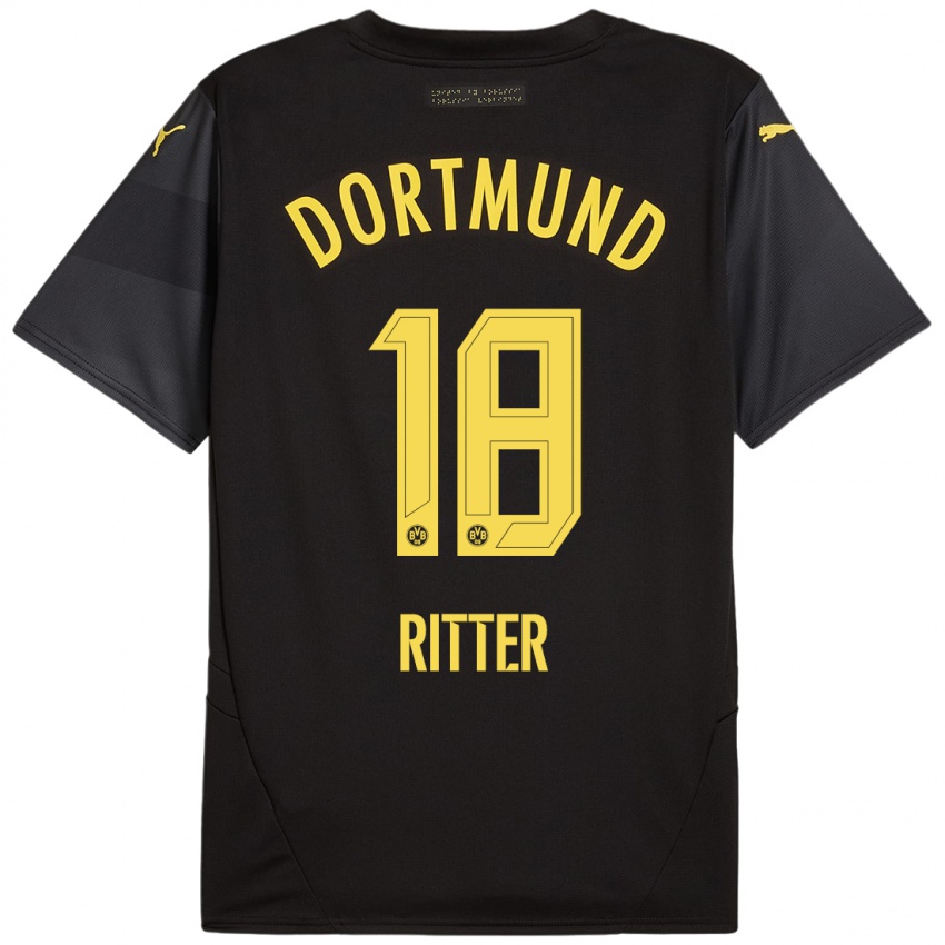 Niño Camiseta Roméo Ritter #18 Negro Amarillo 2ª Equipación 2024/25 La Camisa Perú