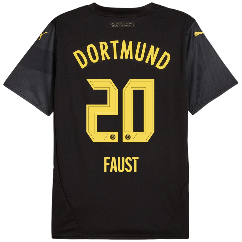 Niño Camiseta Tom Faust #20 Negro Amarillo 2ª Equipación 2024/25 La Camisa Perú