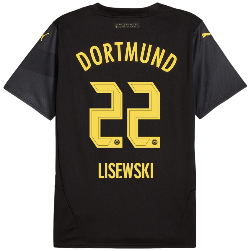 Niño Camiseta Robin Lisewski #22 Negro Amarillo 2ª Equipación 2024/25 La Camisa Perú