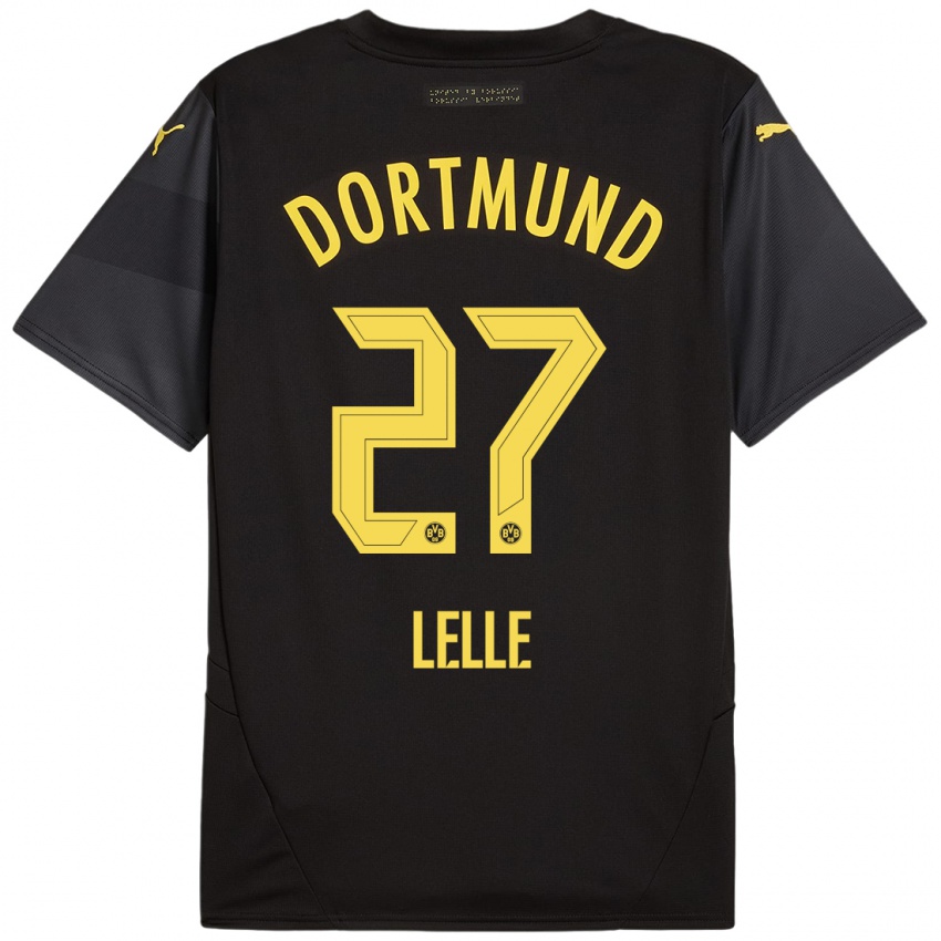 Niño Camiseta David Lelle #27 Negro Amarillo 2ª Equipación 2024/25 La Camisa Perú