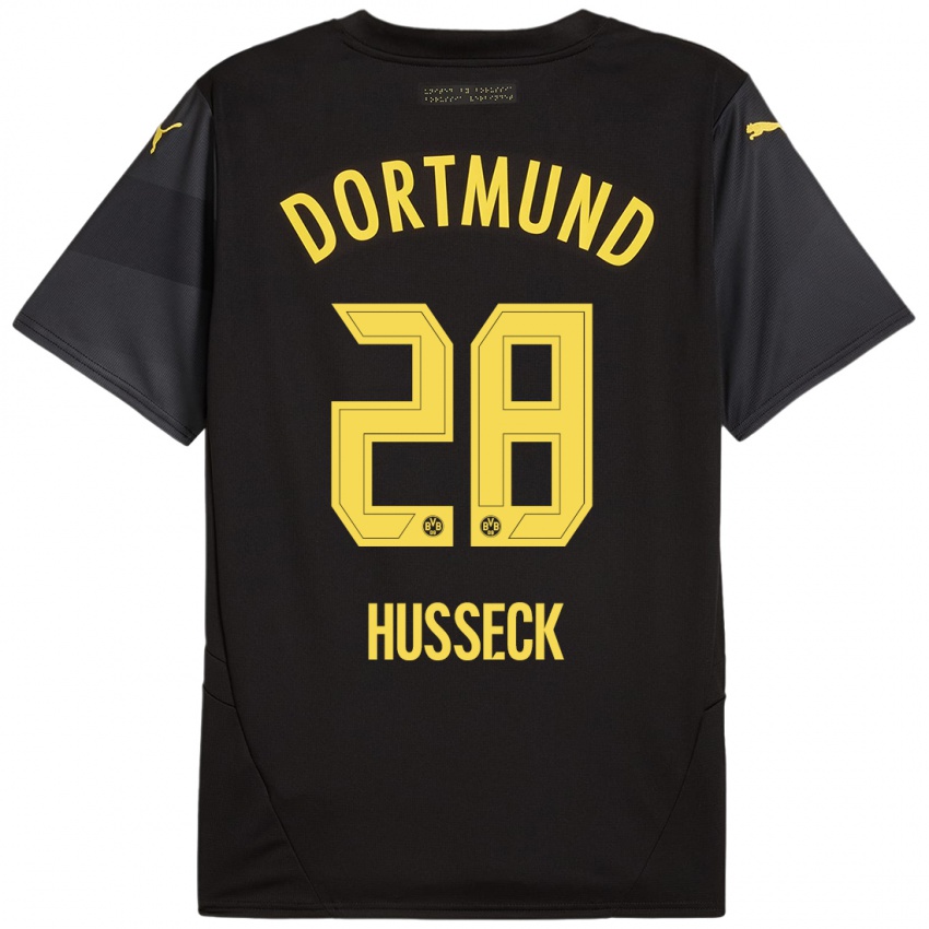 Niño Camiseta Jonah Husseck #28 Negro Amarillo 2ª Equipación 2024/25 La Camisa Perú